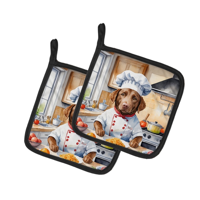 Chesapeake Bay Retriever The Chef Pot Holders - Set of 2 Decorative Kitchen Helpers | Made in the USA