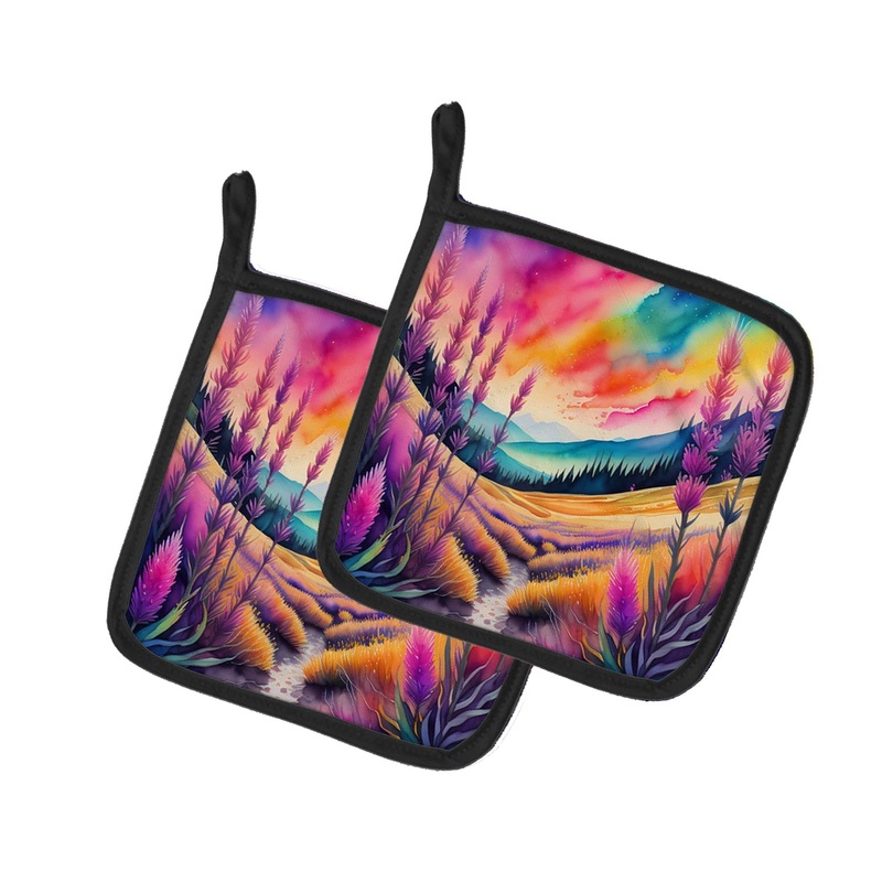 Colorful Liatris Pot Holders - Set of 2 Decorative Kitchen Helpers | Made in the USA
