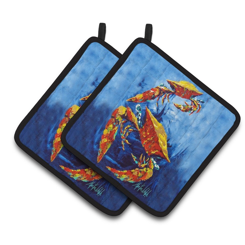 Crab Puddle O' Two Pot Holders - Set of 2 Decorative Kitchen Helpers | Made in the USA MW1345PTHD