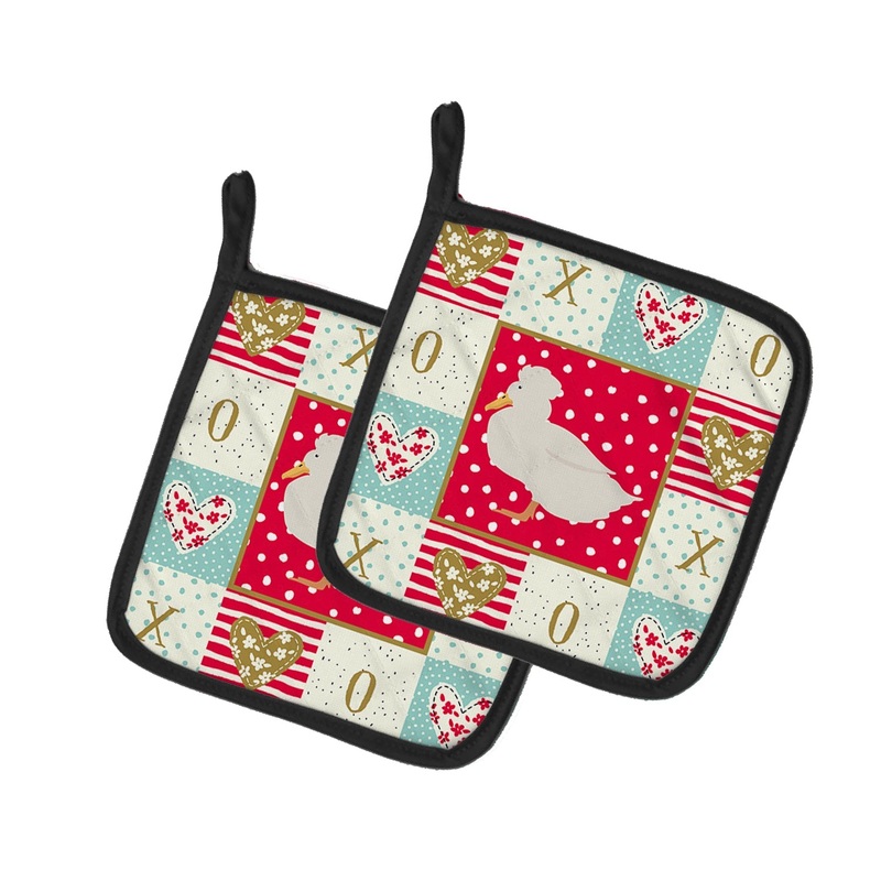 Crested Duck Love Pot Holders - Set of 2 - Heat-Resistant Kitchen Essentials CK5284PTHD