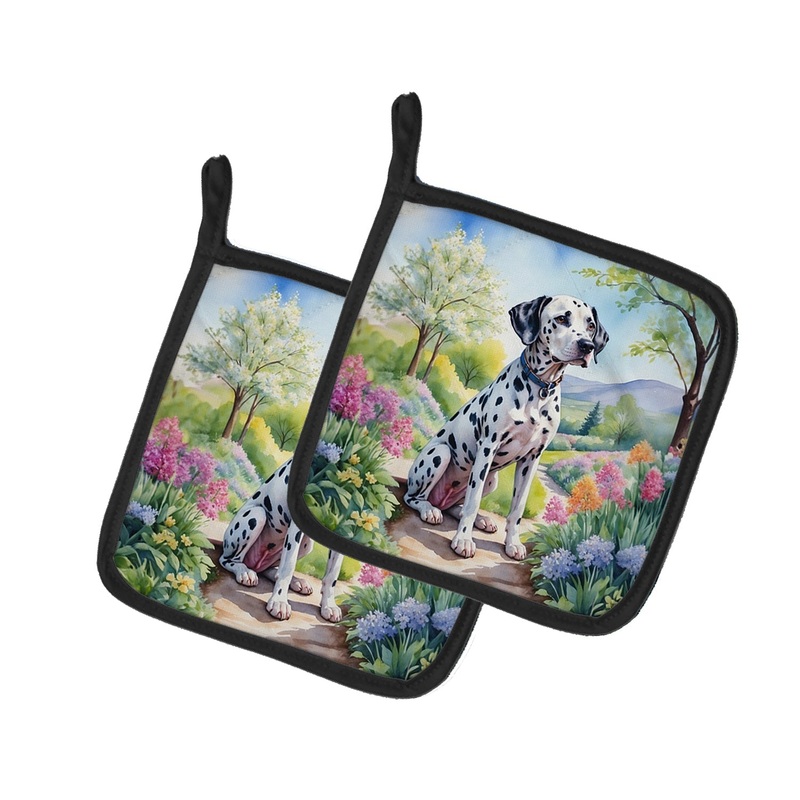 Dalmatian Spring Path Pot Holders - Set of 2 Decorative Kitchen Helpers | Made in the USA