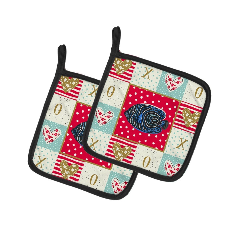 Emperor Angelfish Love Pot Holders - Set of 2 - Heat-Resistant Kitchen Essentials CK5469PTHD