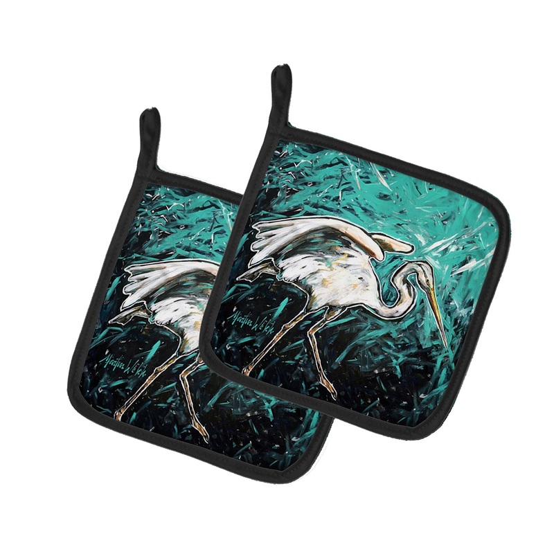 Heron Stretch Pot Holders - Set of 2 Decorative Kitchen Helpers | Made in the USA