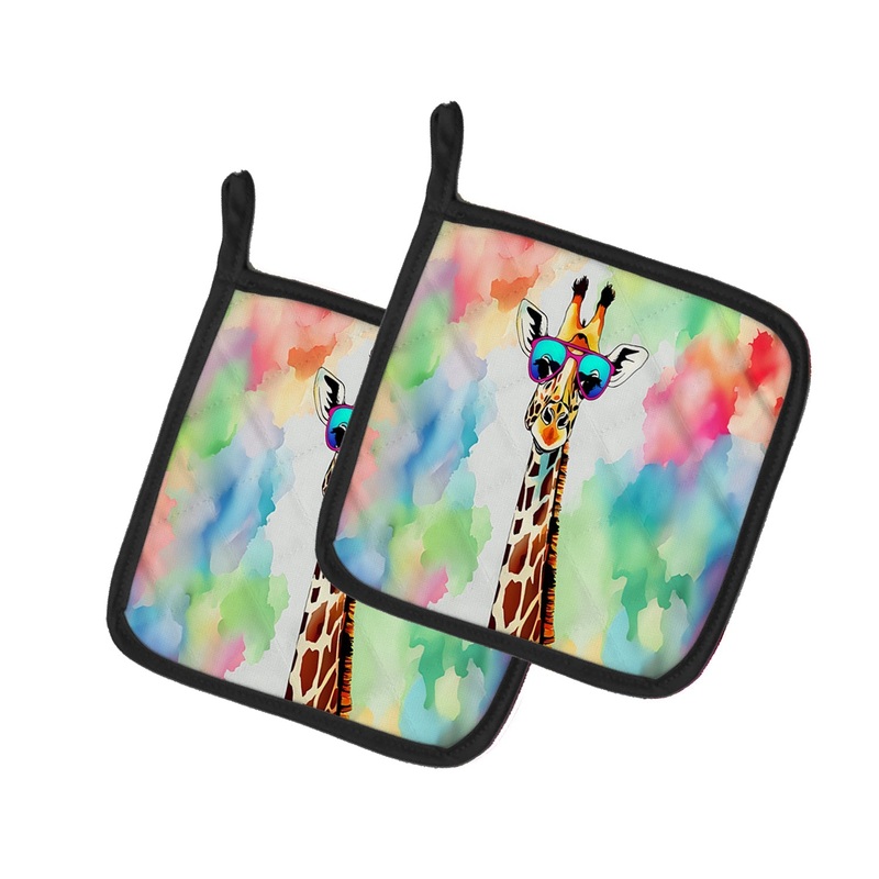 Hippie Animal Giraffe Pot Holders - Set of 2 Decorative Kitchen Helpers | Made in the USA