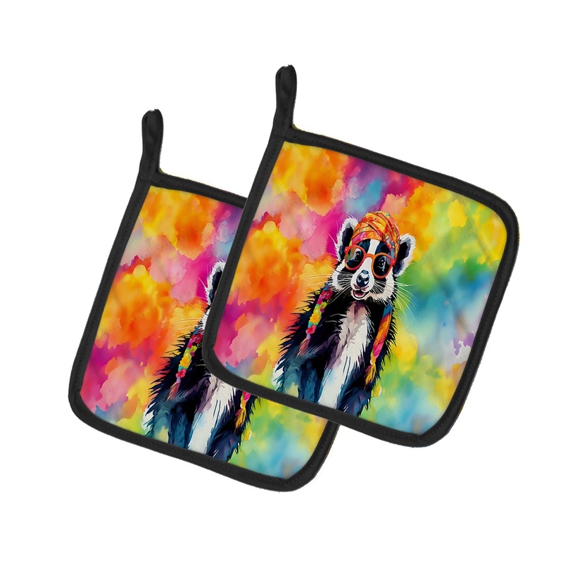 Hippie Animal Skunk Pot Holders - Set of 2 Decorative Kitchen Helpers | Made in the USA