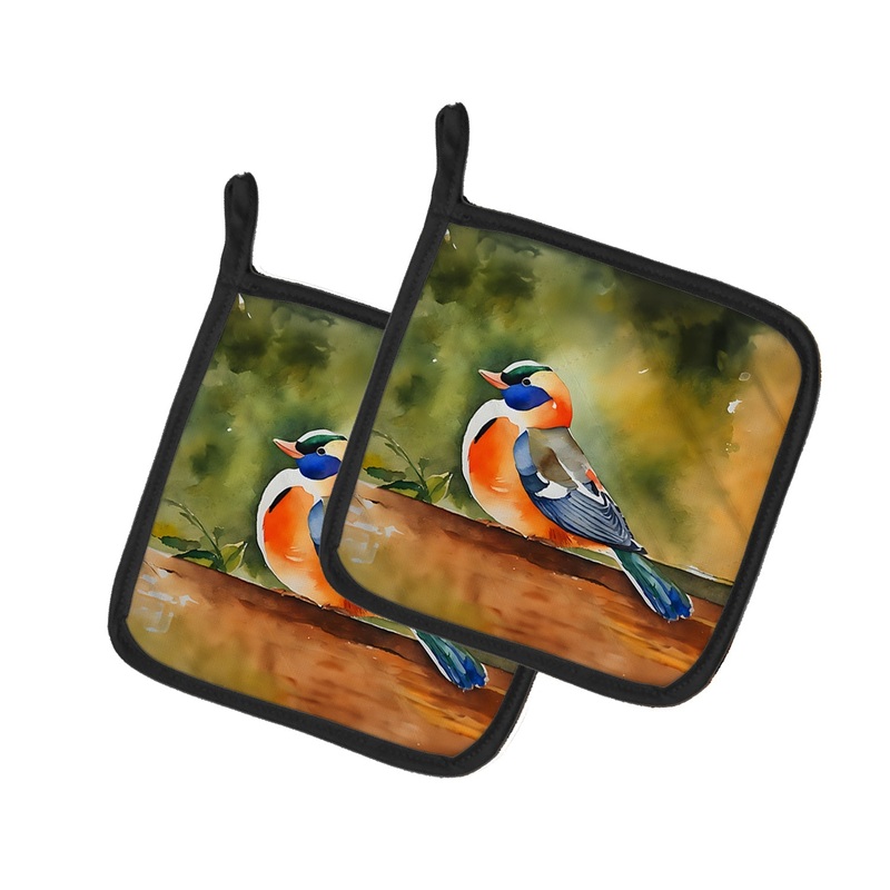 Mandarin Duck Pot Holders - Set of 2 Decorative Kitchen Helpers | Made in the USA