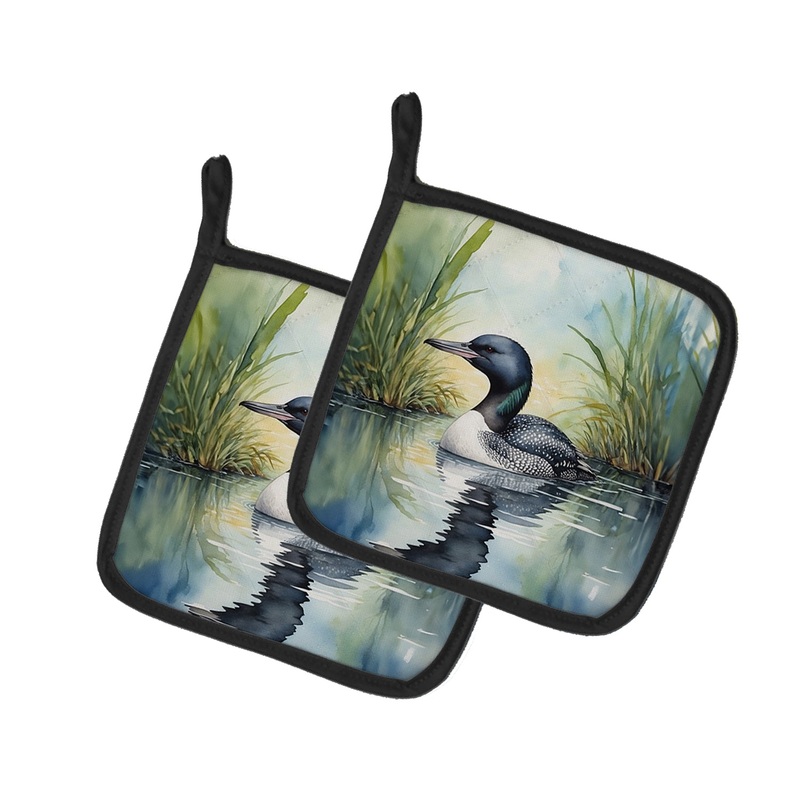 Minnesota Common Loon Pot Holders - Set of 2 Decorative Kitchen Helpers | Made in the USA
