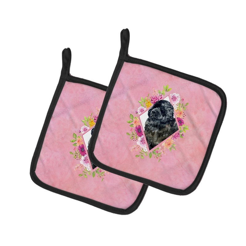 Newfoundland Pink Flowers Pot Holders - Set of 2 - Heat-Resistant Kitchen Essentials CK4163PTHD