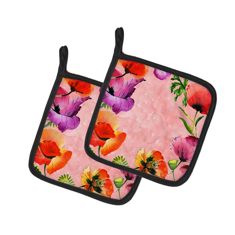 Poppy Flowers Pot Holders - Set of 2 - Heat-Resistant Kitchen Essentials
