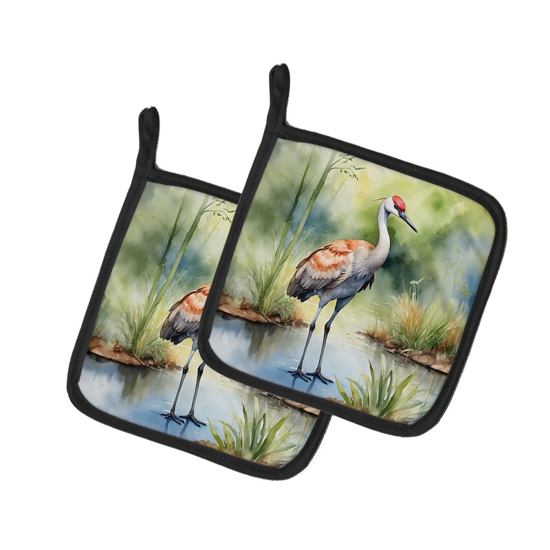 Sandhill Crane Pot Holders - Set of 2 Decorative Kitchen Helpers | Made in the USA