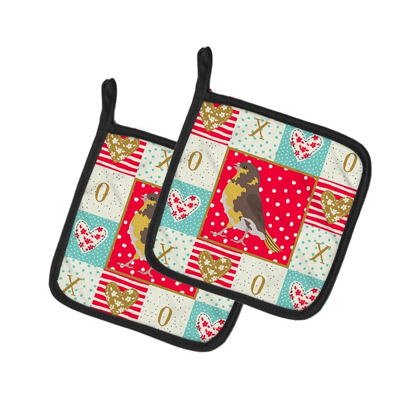 Spanish Canary Love Pot Holders - Set of 2 - Heat-Resistant Kitchen Essentials CK5508PTHD