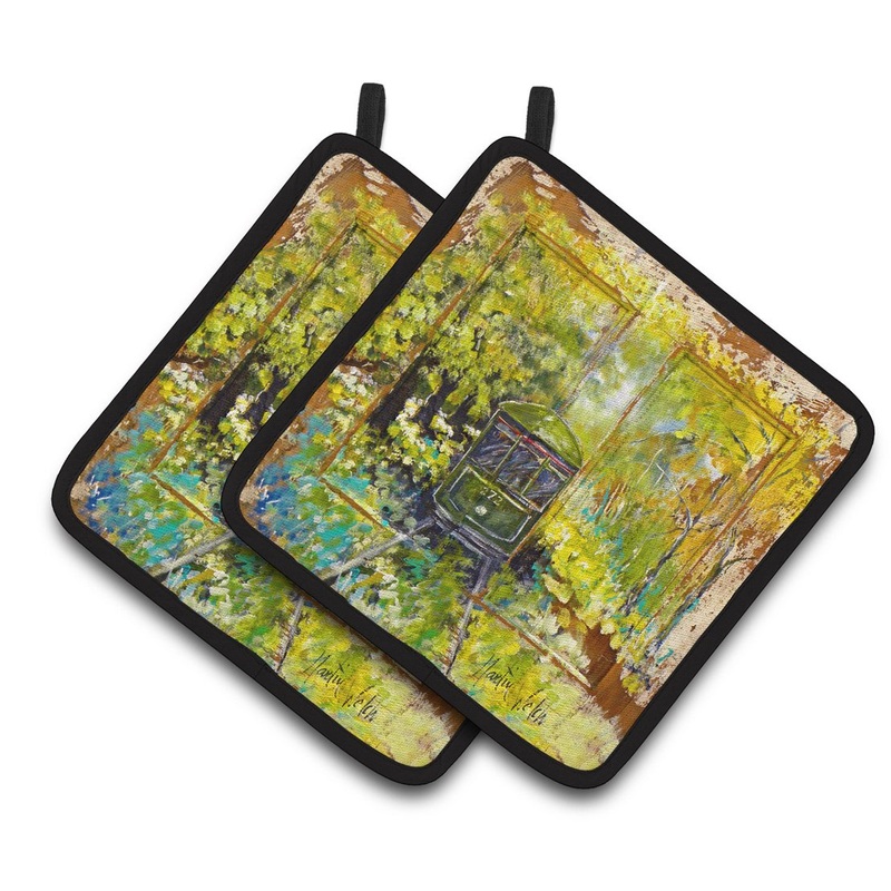 Streetcar End of the Line Pot Holders - Set of 2 Decorative Kitchen Helpers | Made in the USA MW1326PTHD