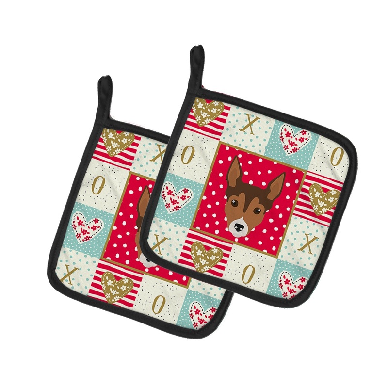 Tenterfield Terrier Love Pot Holders - Set of 2 - Heat-Resistant Kitchen Essentials CK5239PTHD