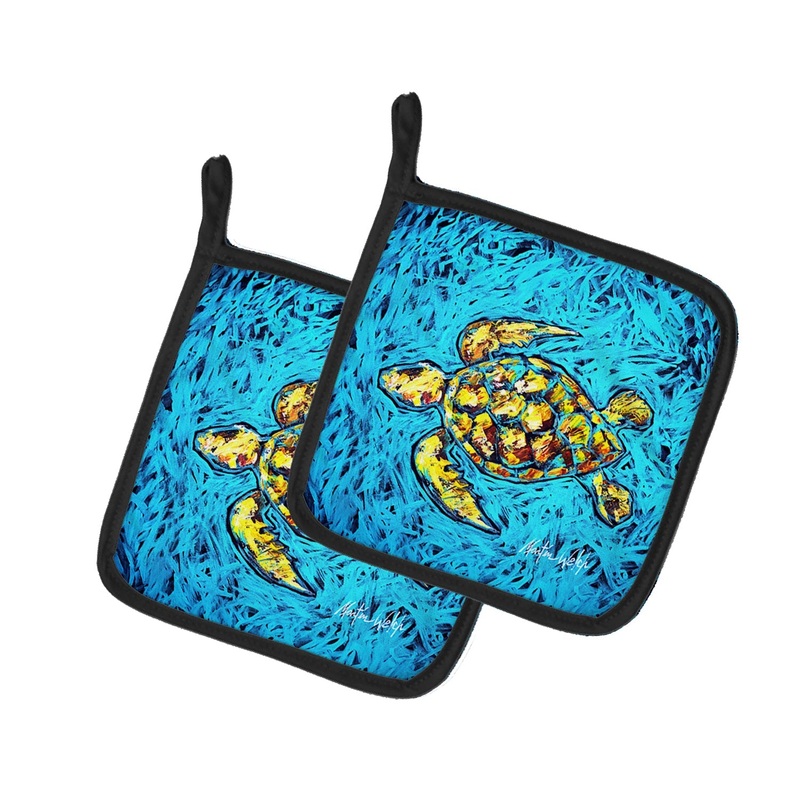 Turtle Drive Pot Holders - Set of 2 Decorative Kitchen Helpers | Made in the USA