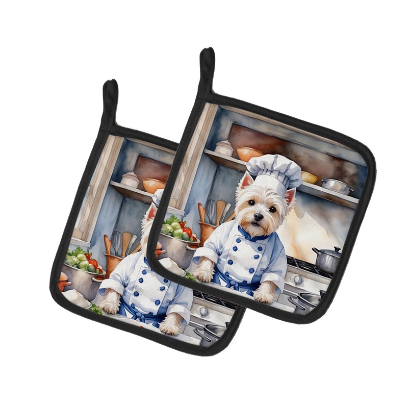 Westie The Chef Pot Holders - Set of 2 Decorative Kitchen Helpers | Made in the USA