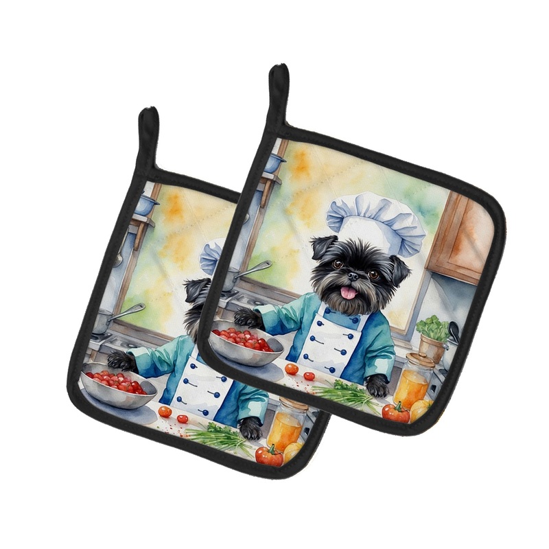 Affenpinscher The Chef Pot Holders - Set of 2 Decorative Kitchen Helpers | Made in the USA