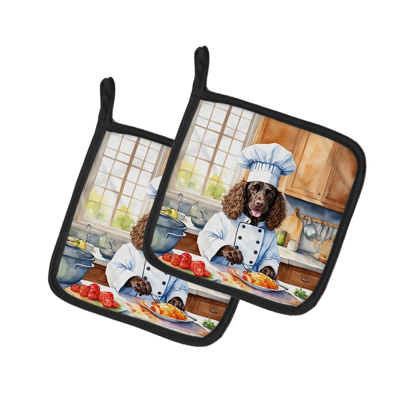 American Water Spaniel The Chef Pot Holders - Set of 2 Decorative Kitchen Helpers | Made in the USA