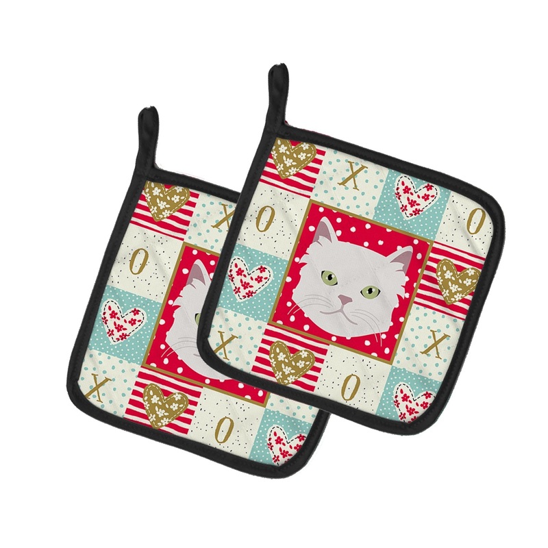 Asian Semi Longhaired Cat Love Pot Holders - Set of 2 - Heat-Resistant Kitchen Essentials CK5085PTHD