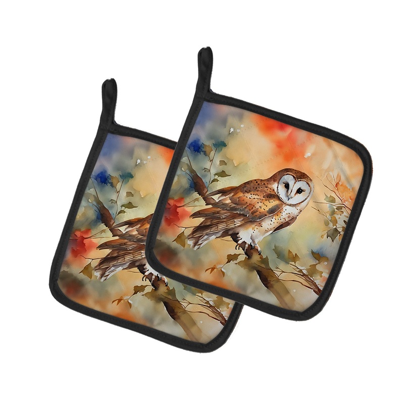 Barn Owl Pot Holders - Set of 2 Decorative Kitchen Helpers | Made in the USA