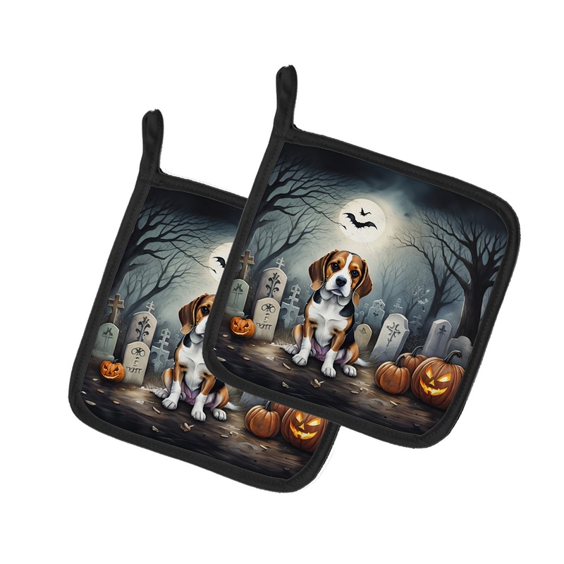 Beagle Spooky Halloween Pot Holders - Set of 2 Decorative Kitchen Helpers | Made in the USA