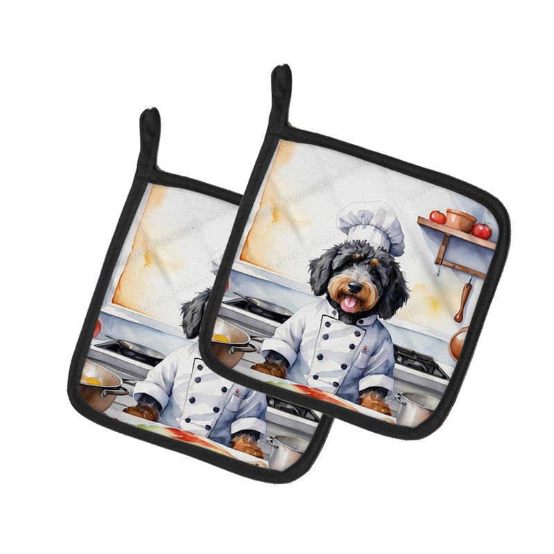 Bernedoodle The Chef Pot Holders - Set of 2 Decorative Kitchen Helpers | Made in the USA