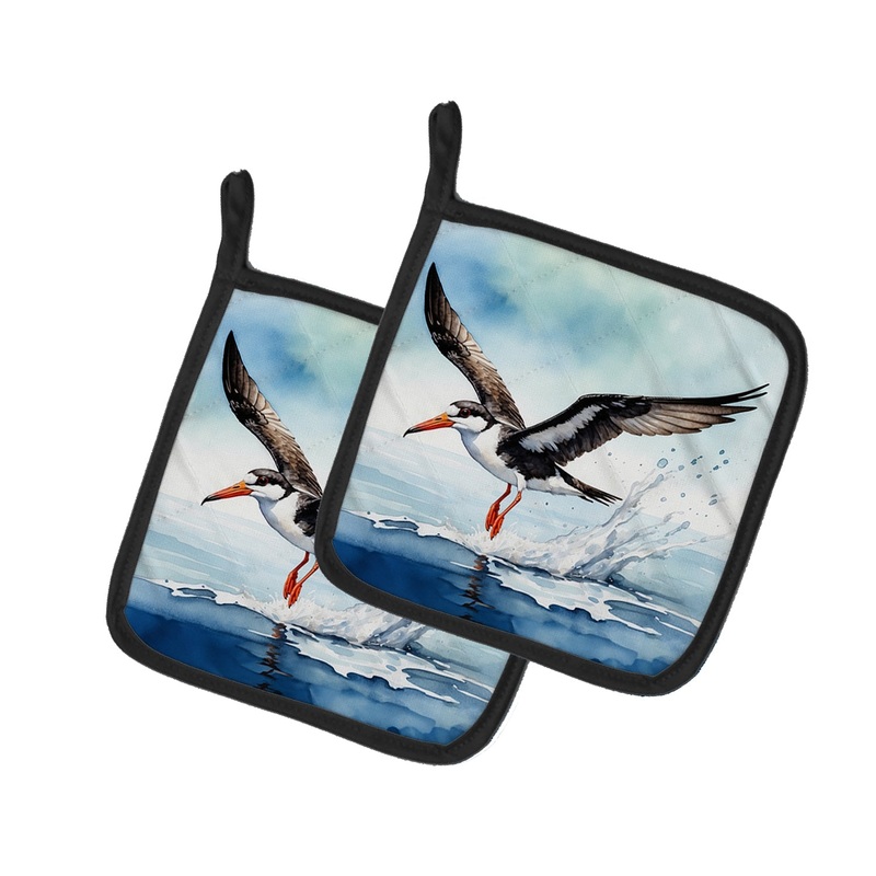 Black Skimmer Pot Holders - Set of 2 Decorative Kitchen Helpers | Made in the USA