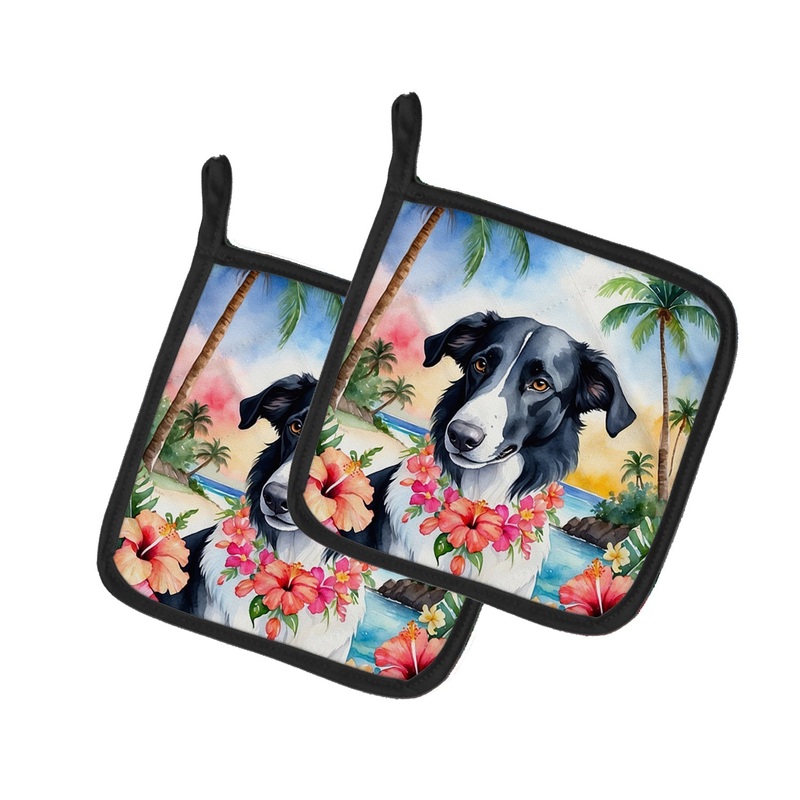 Borzoi Luau Pot Holders - Set of 2 Decorative Kitchen Helpers | Made in the USA