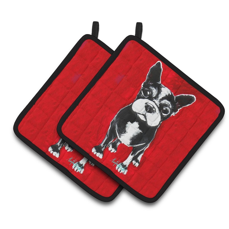 Boston Terrier Runt Pot Holders - Set of 2 Decorative Kitchen Helpers | Made in the USA MW1314PTHD