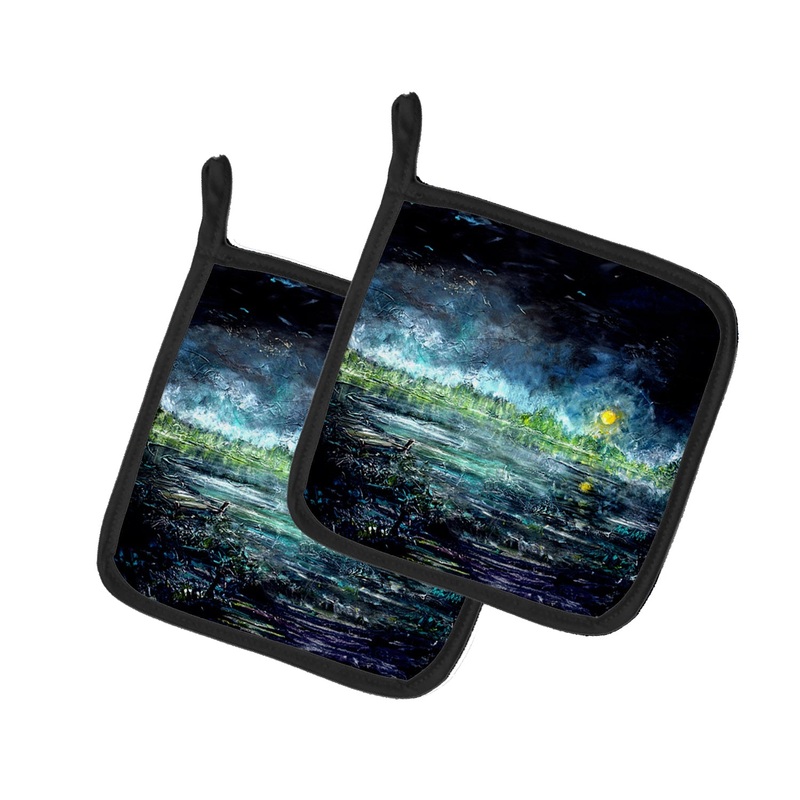 By The Moonlight Pot Holders - Set of 2 Decorative Kitchen Helpers | Made in the USA