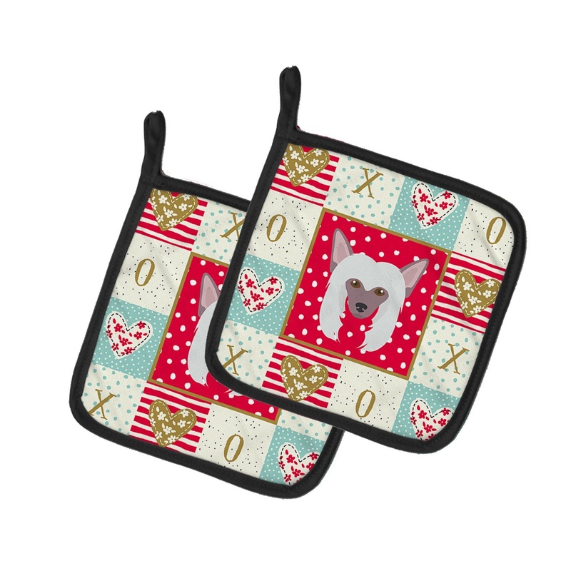 Chinese Crested Love Pot Holders - Set of 2 - Heat-Resistant Kitchen Essentials CK5191PTHD