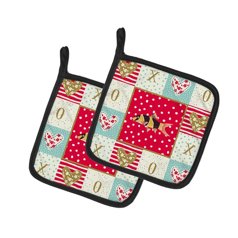 Clown Loach Fish Love Pot Holders - Set of 2 - Heat-Resistant Kitchen Essentials CK5467PTHD