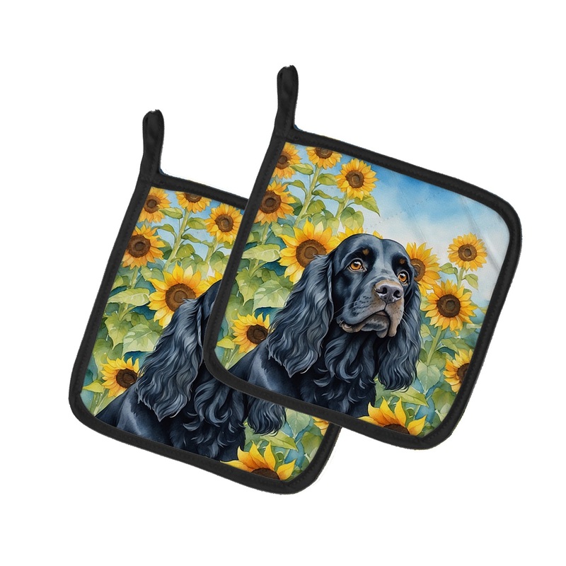 Cocker Spaniel in Sunflowers Pot Holders - Set of 2 Decorative Kitchen Helpers | Made in the USA