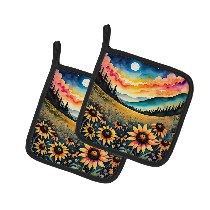 Colorful Black-eyed Susans Pot Holders - Set of 2 Decorative Kitchen Helpers | Made in the USA