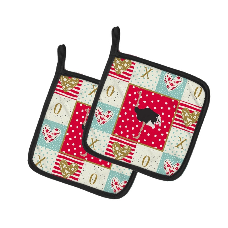 Common Ostrich Love Pot Holders - Set of 2 - Heat-Resistant Kitchen Essentials CK5351PTHD