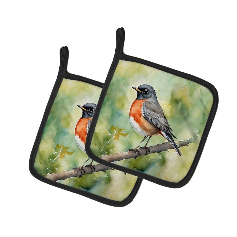 Connecticut American Robin Pot Holders - Set of 2 Decorative Kitchen Helpers | Made in the USA