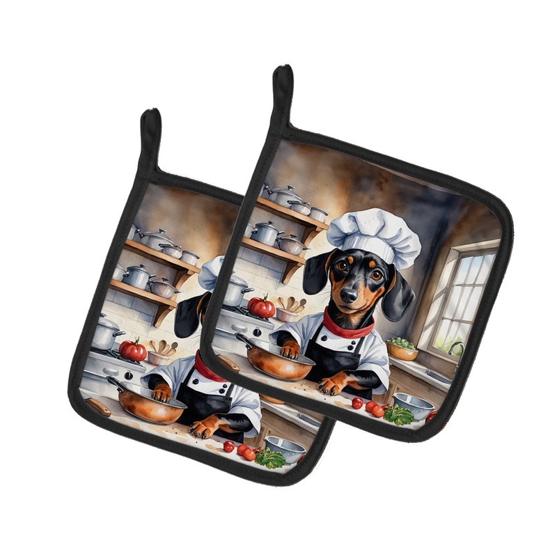 Dachshund The Chef Pot Holders - Set of 2 Decorative Kitchen Helpers | Made in the USA