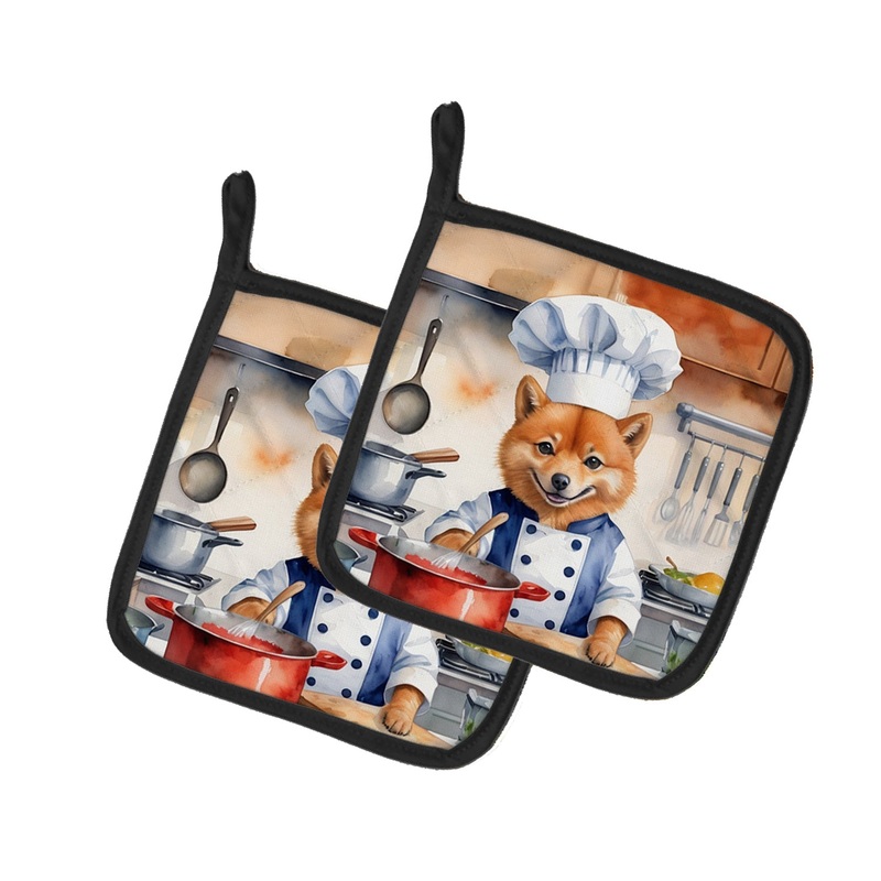 Finnish Spitz The Chef Pot Holders - Set of 2 Decorative Kitchen Helpers | Made in the USA