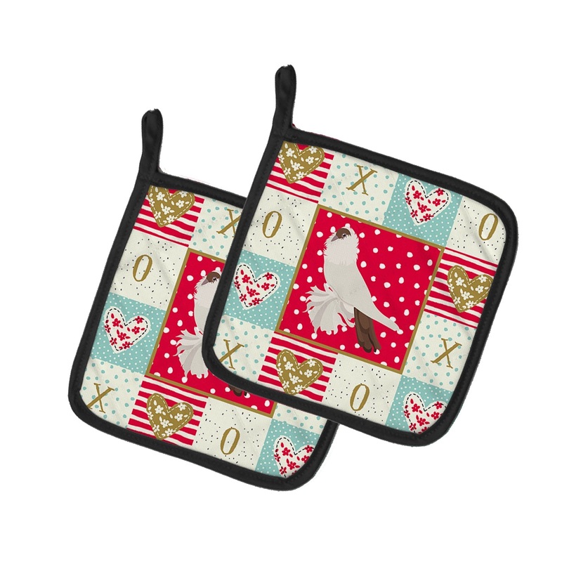 German Helmet Pigeon Love Pot Holders - Set of 2 - Heat-Resistant Kitchen Essentials CK5371PTHD