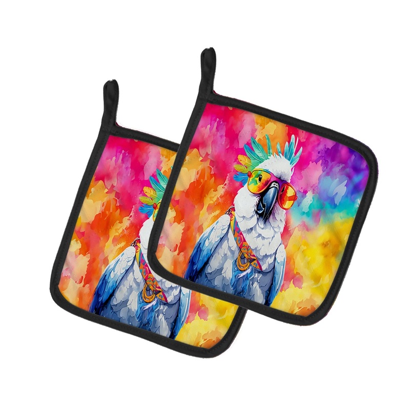 Hippie Animal Cockatoo Pot Holders - Set of 2 Decorative Kitchen Helpers | Made in the USA
