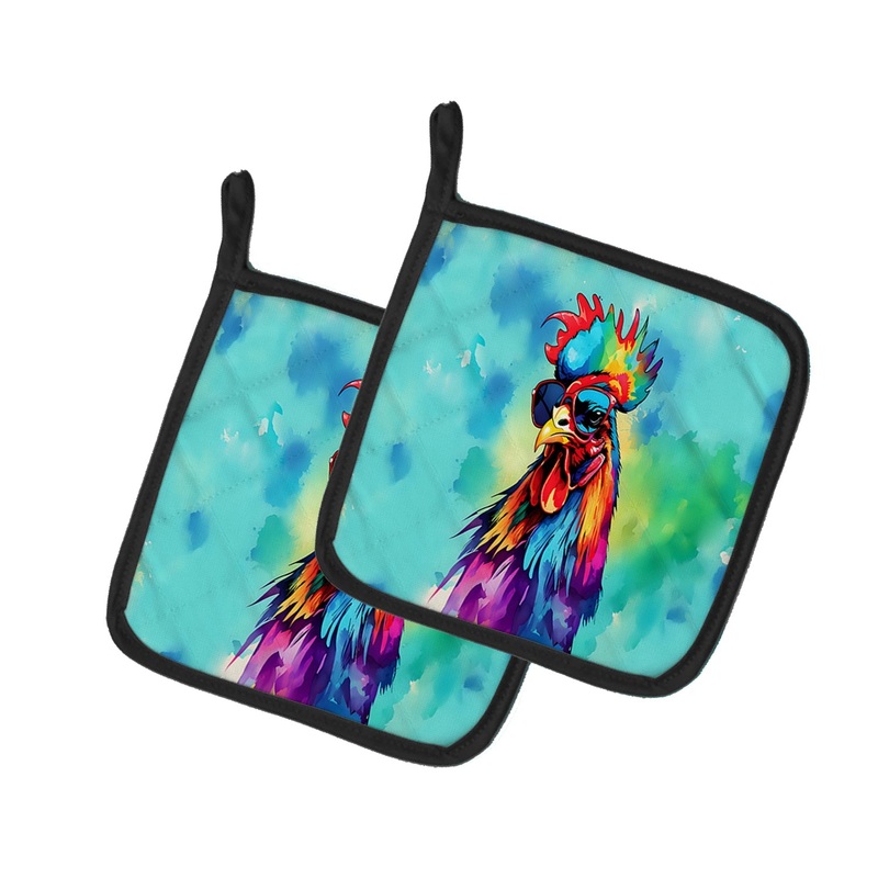 Hippie Animal Rooster Pot Holders - Set of 2 Decorative Kitchen Helpers | Made in the USA