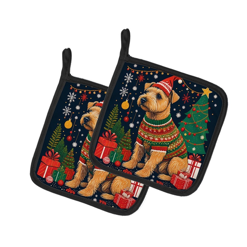 Lakeland Terrier Christmas Pot Holders - Set of 2 Decorative Kitchen Helpers | Made in the USA