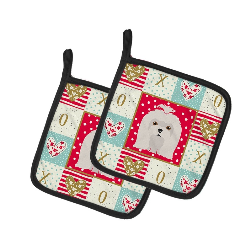 Maltese Love Pot Holders - Set of 2 - Heat-Resistant Kitchen Essentials CK5217PTHD