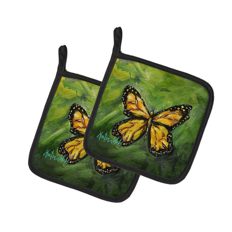 Monarch Glover Fly Butterfly Pot Holders - Set of 2 Decorative Kitchen Helpers | Made in the USA