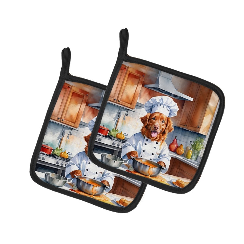 Nova Scotia Duck Tolling Retriever The Chef Pot Holders - Set of 2 Decorative Kitchen Helpers | Made in the USA