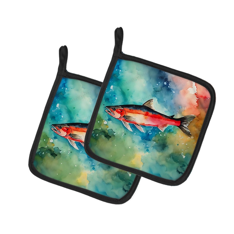 Salmon Pot Holders - Set of 2 Decorative Kitchen Helpers | Made in the USA