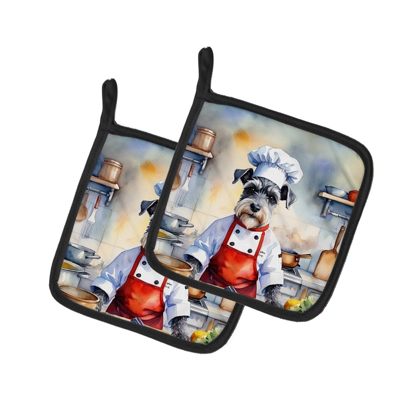 Schnauzer The Chef Pot Holders - Set of 2 Decorative Kitchen Helpers | Made in the USA