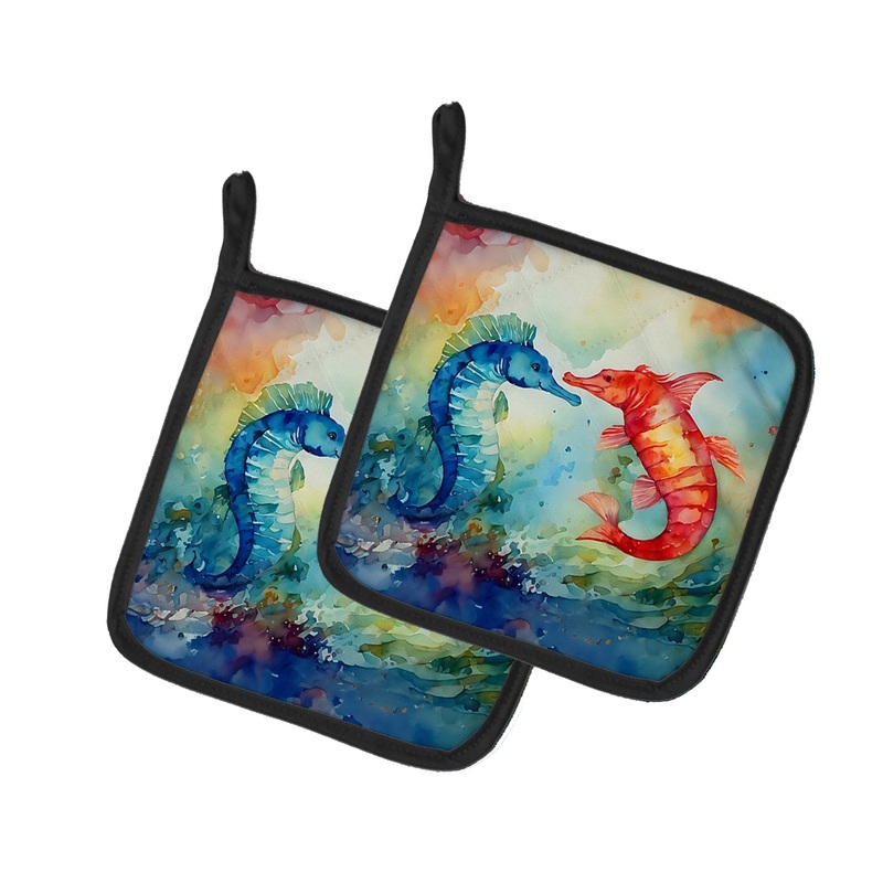 Seahorses Pot Holders - Set of 2 Decorative Kitchen Helpers | Made in the USA