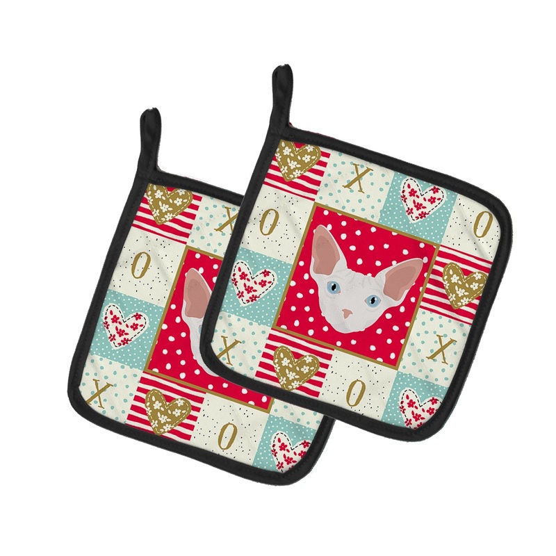 Sphynx Cat Love Pot Holders - Set of 2 - Heat-Resistant Kitchen Essentials CK5170PTHD