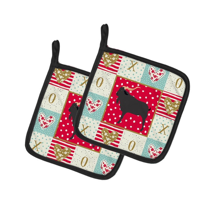 Verata Goat Love Pot Holders - Set of 2 - Heat-Resistant Kitchen Essentials CK5309PTHD