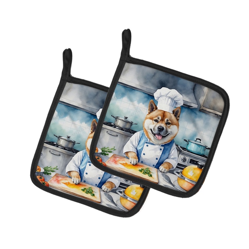 Akita The Chef Pot Holders - Set of 2 Decorative Kitchen Helpers | Made in the USA